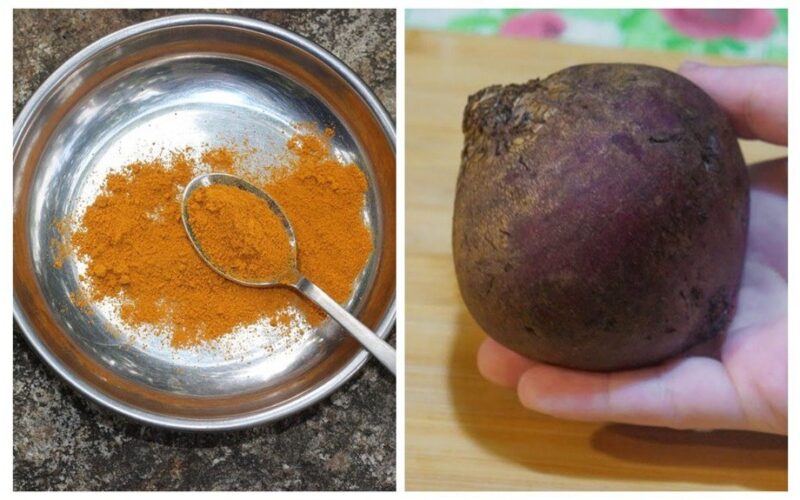 pašalinti ciberžolės ir burokėlių dėmes