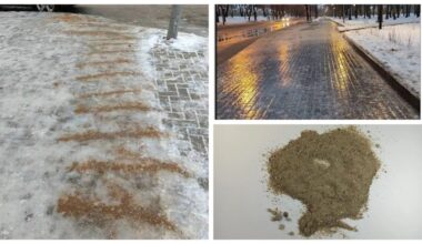 pabarstyta druska ir smėliu