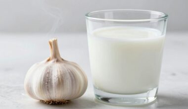 česnako skiltelė piene