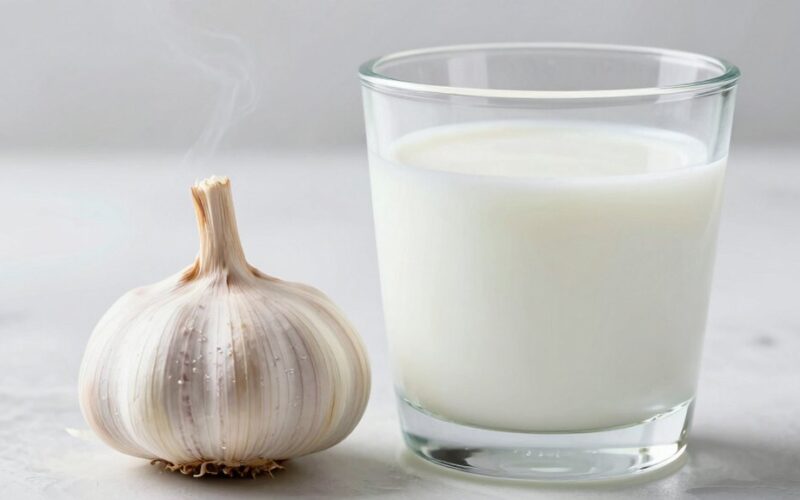 česnako skiltelė piene