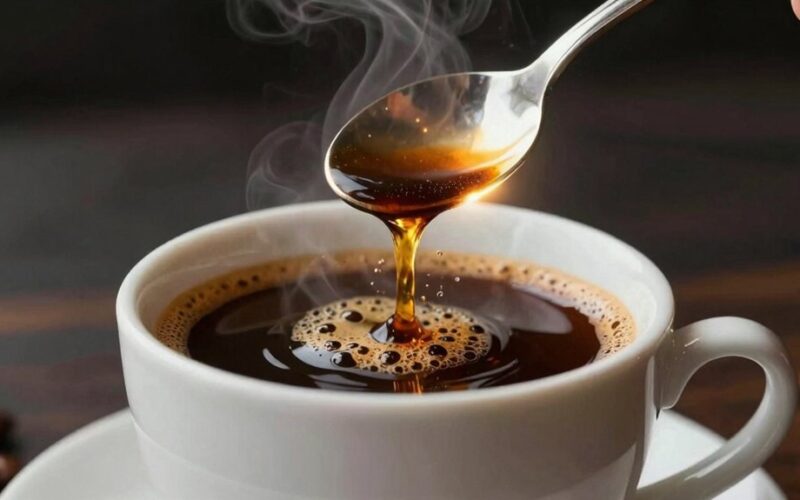 arbatinis šaukštelis įkrauna kavos kraštus