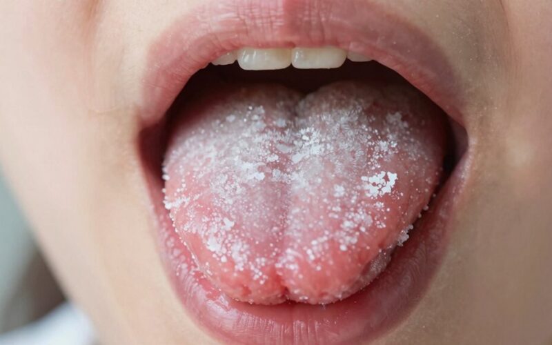 balta danga liežuvyje paaiškinta