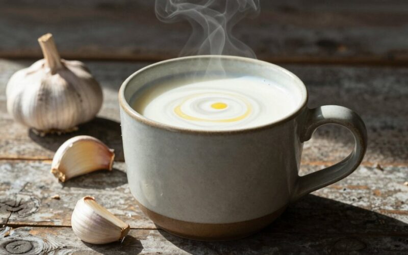 moteris įmetė česnaką į verdantį pieną