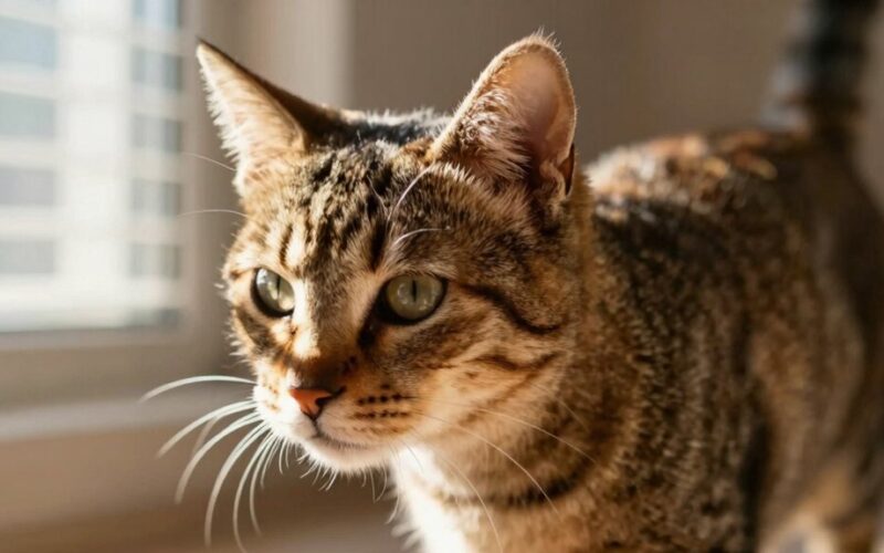 katė priartėja, tada pažvelgia atgal