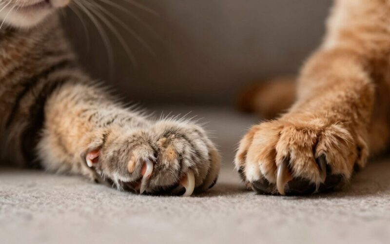 katės įtraukia nagus