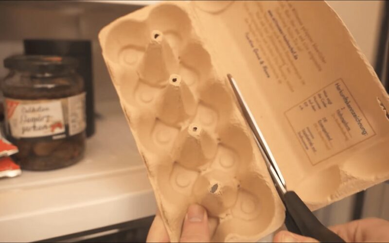 pjaustyti kiaušinių dėžutes duryse