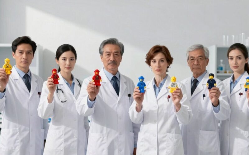 gydytojai nuryja LEGO galvutes