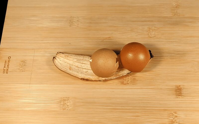 kiaušinių lukštai ir bananų žievelės