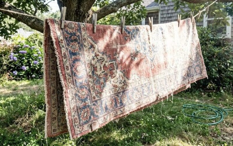 džiovinkite kilimus saulėje vieną valandą