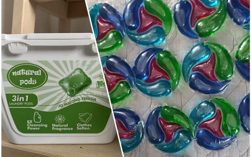 perpjaunant skalbimo kapsules per pusę