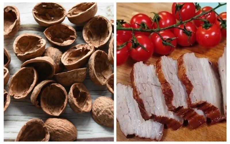 graikinių riešutų kevalai, naudojami rūkymui