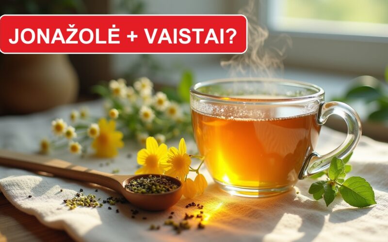 Žolelių arbata su jonažolėmis, ramunėlėmis ir melisa